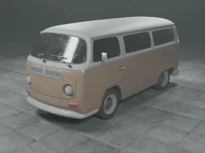 Old and Dusty Mini Bus - Low Poly Low-poly 3D model