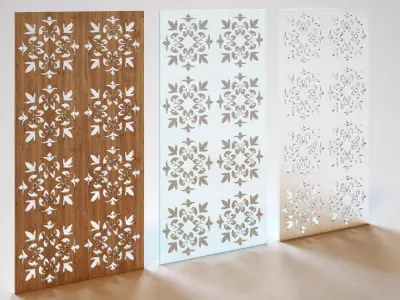 Partition three wooden panels 3D model purchase