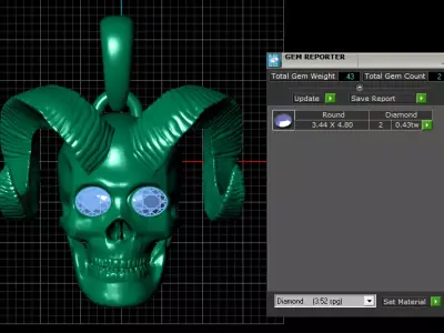 Gold horned skull pendant 3D printable model  3D print model