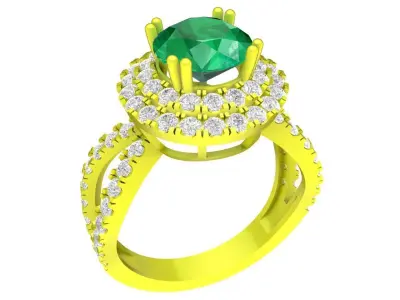 Luxury Halo Diamond Ring Jewelry Model 4546 3D print model