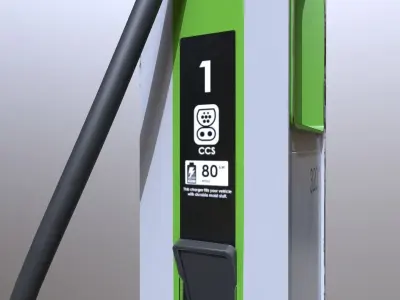 Elektric car charging station Low-poly 3D model