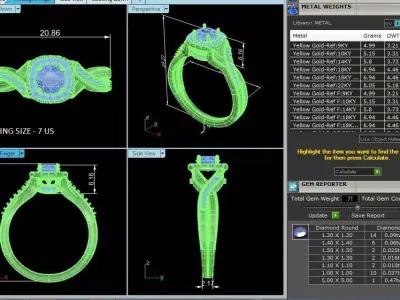 Luxury Halo Wave Solitaire Ring CAD Design 3D print model