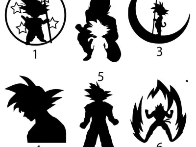 Dragon Ball Silhouettes Wall Decoration Set - 3D Printable STL 3D print model