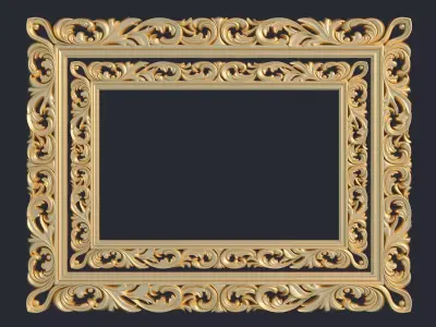 Carved frame mirror rg01 Low-poly 3D model