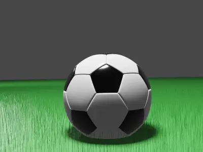 Soccer goal and ball plus grass Low-poly 3D model