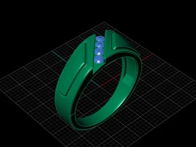Print Ready STL 3DM  Gents Rings Diamond Men Ring  3D print model 198