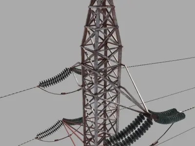 Electricity Pole 32 Weathered Low-poly 3D model