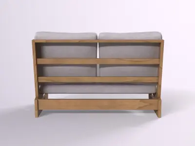 Love Seat with cushions teak Low-poly 3D model