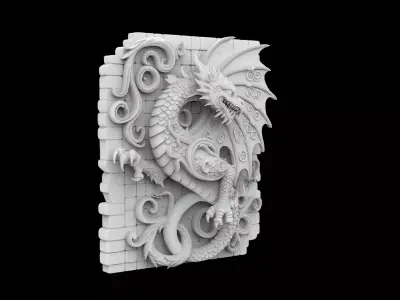 Dragon Wall Relief 3d Print Model 3D print model