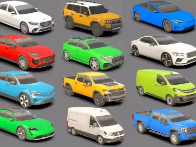 Car Pack 12 low-poly Low-poly 3D model