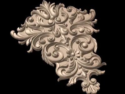 Floral 3D Bas Relief Ornament Scalable  for CNC Machining 3D print model