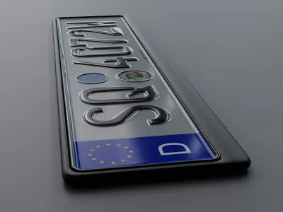 Customizable German License Plate v3 3D model