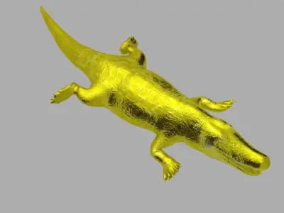 Gold alligator crocodile reptile lizard wildlife teeth skin 3D model