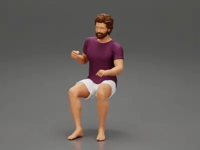 Man rafting on river 3D print model