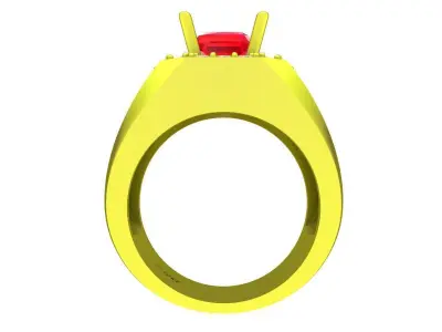 Luxury Emerald Cut Halo Ring for Men 5156 3D print model