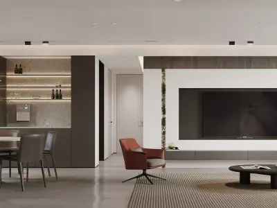 Modern living room dining room interior scenes 290 3D model