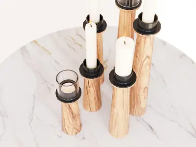 Wooden candle holders 3D model