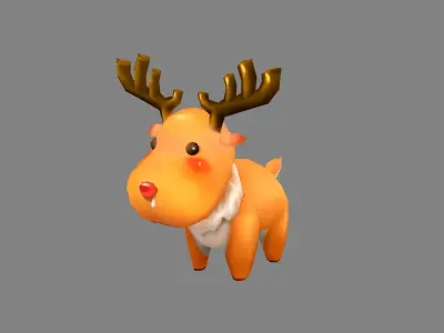 Cartoon Elk - runny deer Low-poly 3D model