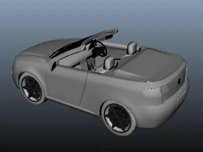 open hood car Low-poly 3D model