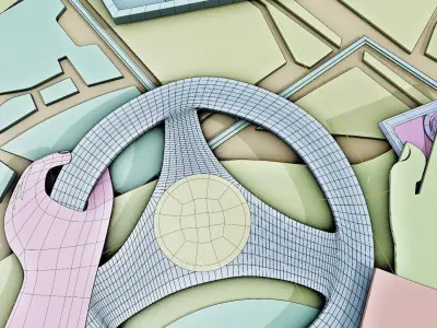 Lowpoly Cardboard paper style Car Interior 3D model