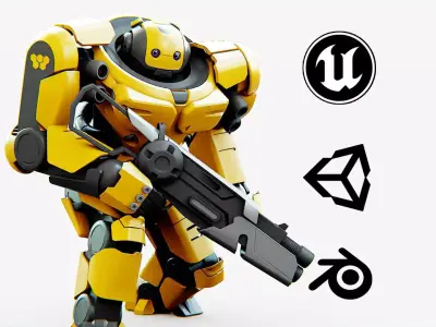 Doom Fighter V-4 Rigged for Unreal Engine - Unity - MIXAMO 3D model