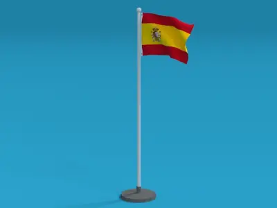 Low Poly Seamless Animated Spain Flag Low-poly 3D model