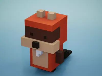 Voxel - Beaver Low-poly 3D model