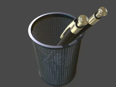 Wire Mesh Scissor Pen Pencil Holder 3D model