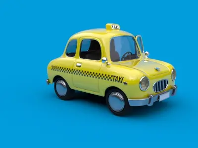 Cartoon Taxi Car Rig 3D model