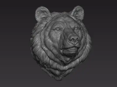 Bear head shaggy 3D print model