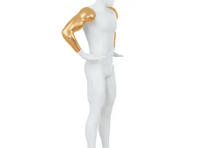 Abstract white mannequin with golden hands 87 3D model