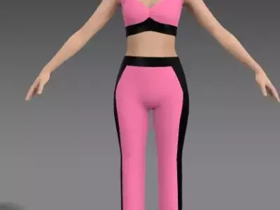Sport wear two pieces color black and  sugar pink 3D model