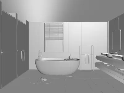 Luxury family bathroom shower room 3D model