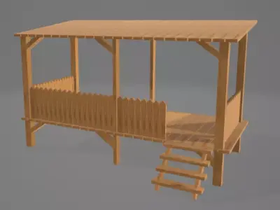 Terrace wooden playhouse Free 3D model