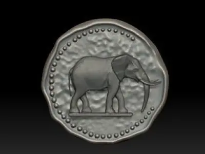 Elephant pendant  ancient coin  3D print model