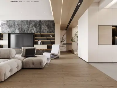 Modern Elegance - 3D Living  Dining   Bedroom Spaces 3D model