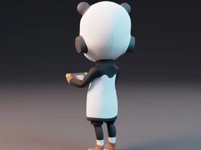 Kid Cute Cartoon girl child panda Character 3D model