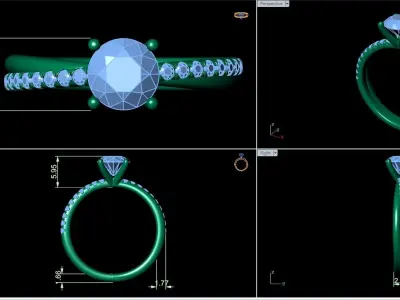 Engagement ring 3D print model