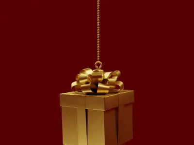 Gift Box Golden 3D - 03 3D model
