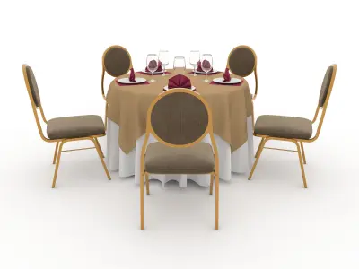 Banquet Table and Chair 13 3D model