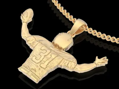 Rugby player pendant gold jewelry 3D printable model 3D print model
