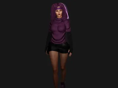 AAA 3D SKINY CURVY BARBIE STREET WEAR-REALISTIC RIGGED CHARACTER Low-poly 3D model