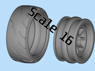 STL file 3d printing Tire Rims Wheel set for scale model cars  3D print model