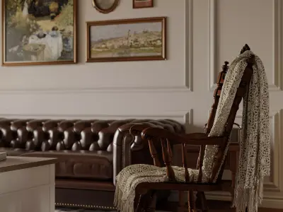 Luxury living room dining room interior scenes 35 3D model