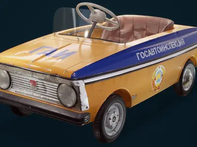 Pedal retro weathered  car automotive az9 Low-poly 3D model