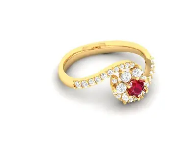 Luxury S Shape Ruby and Diamond Ring for Women 481 3D print model