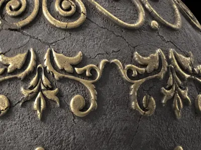 Plaster Materials 5- Ornament Plaster Pbr 4k seamless Sbsar Low-poly 3D model