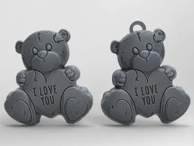 teddy say i love you decor  3D print model
