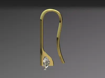 Brilliant Diamond Drop Earrings in Yellow Gold je0124 3D print model