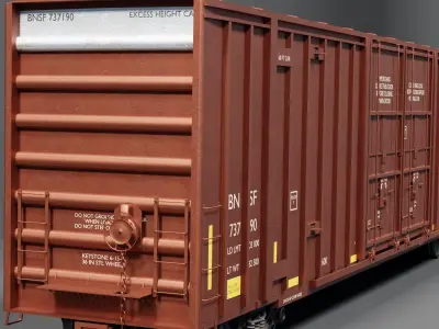 Railway BNSF Box Car 3D model
